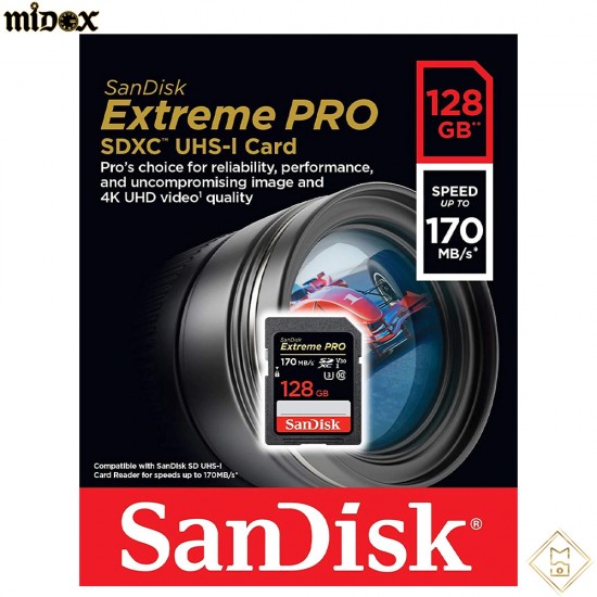 SanDisk Extreme PRO SDXC UHS-I Card 128Gb speed up to 170MB/S